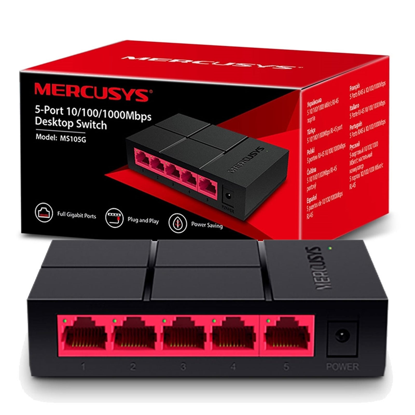 Mercusys MS105G 5-Port Gigabit Ethernet Switch - Unmanaged Mercusys MS105G 5-Port Gigabit Ethernet Switch - Unmanaged
